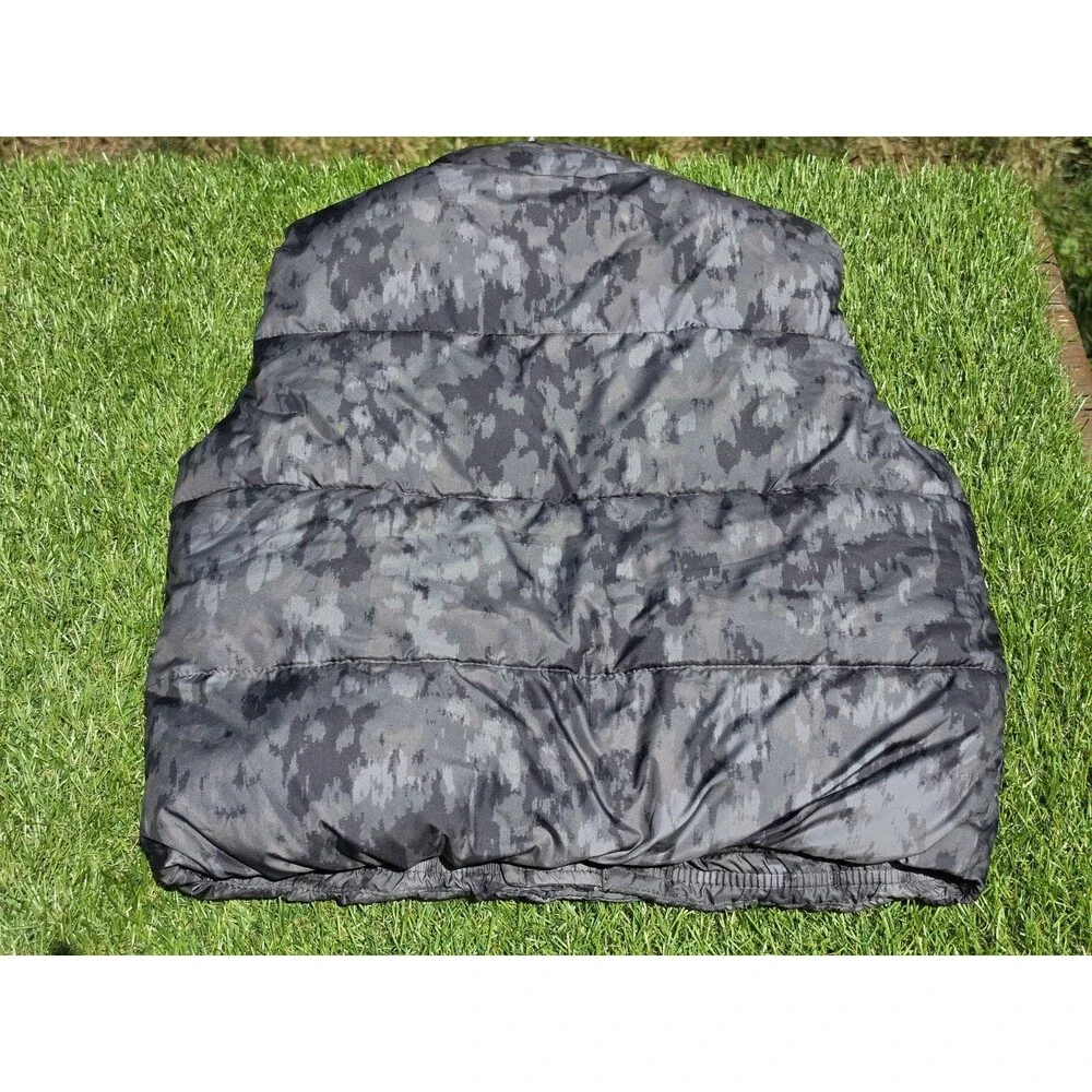 Abercrombie Kids Gray Camo Puffer Fleece Lined Vest Size 5/6 NWT